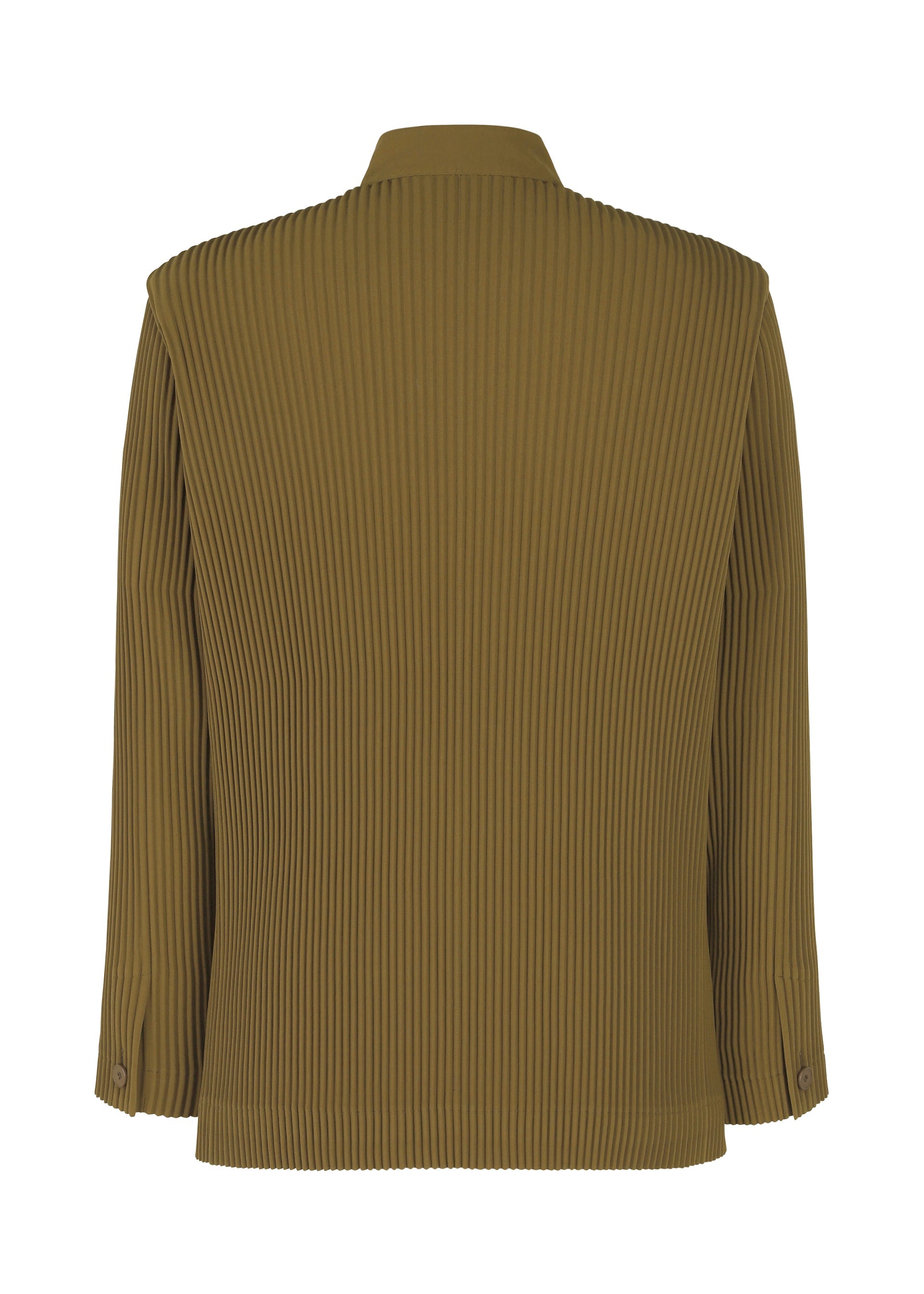 A detail shot of the Homme Plisse Issey Miyake TUXEDO PLEATS prêt à porter.