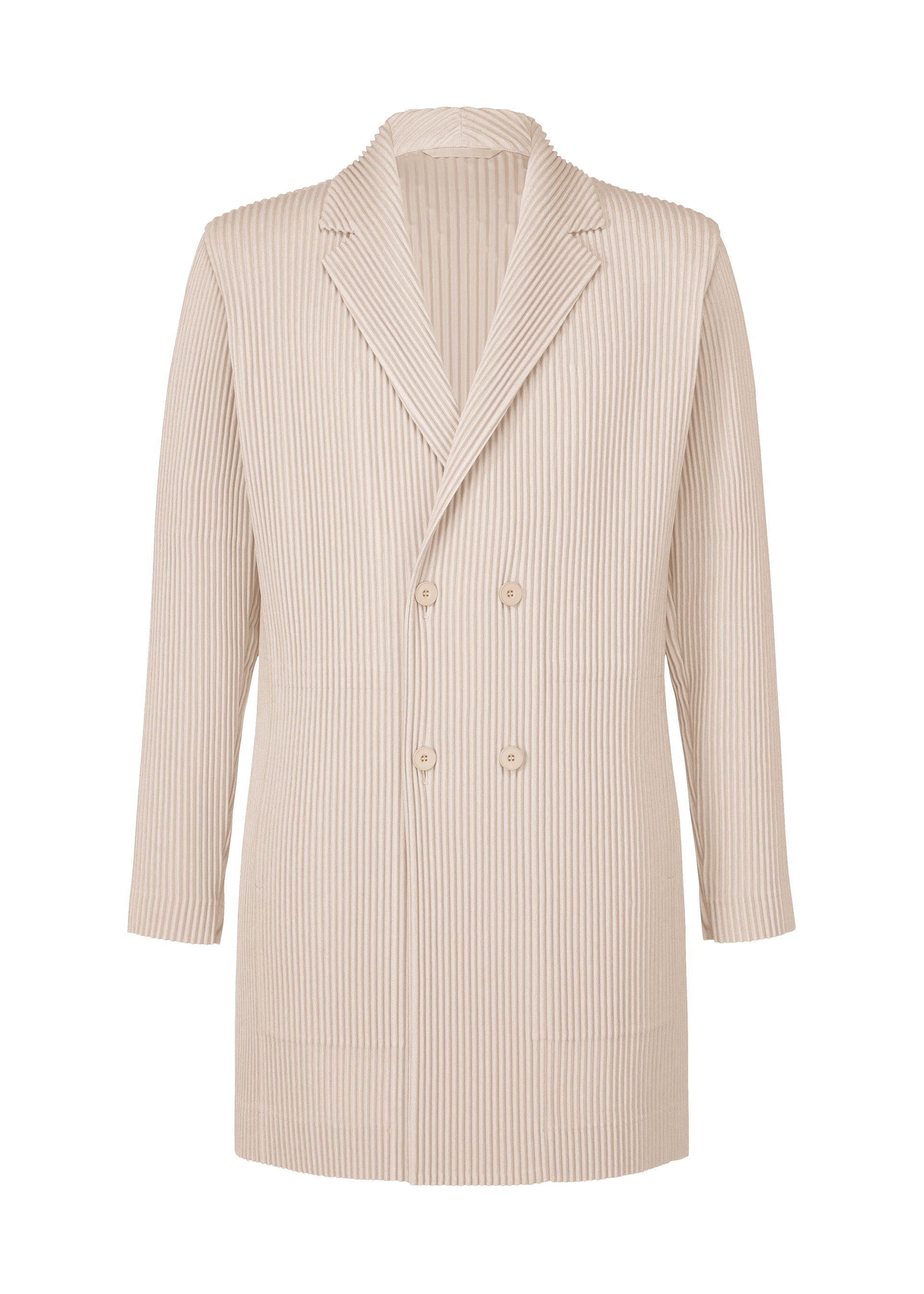 A product shot of the Homme Plisse Issey Miyake LINEN LIKE jacket in beige (40), recurring_style.