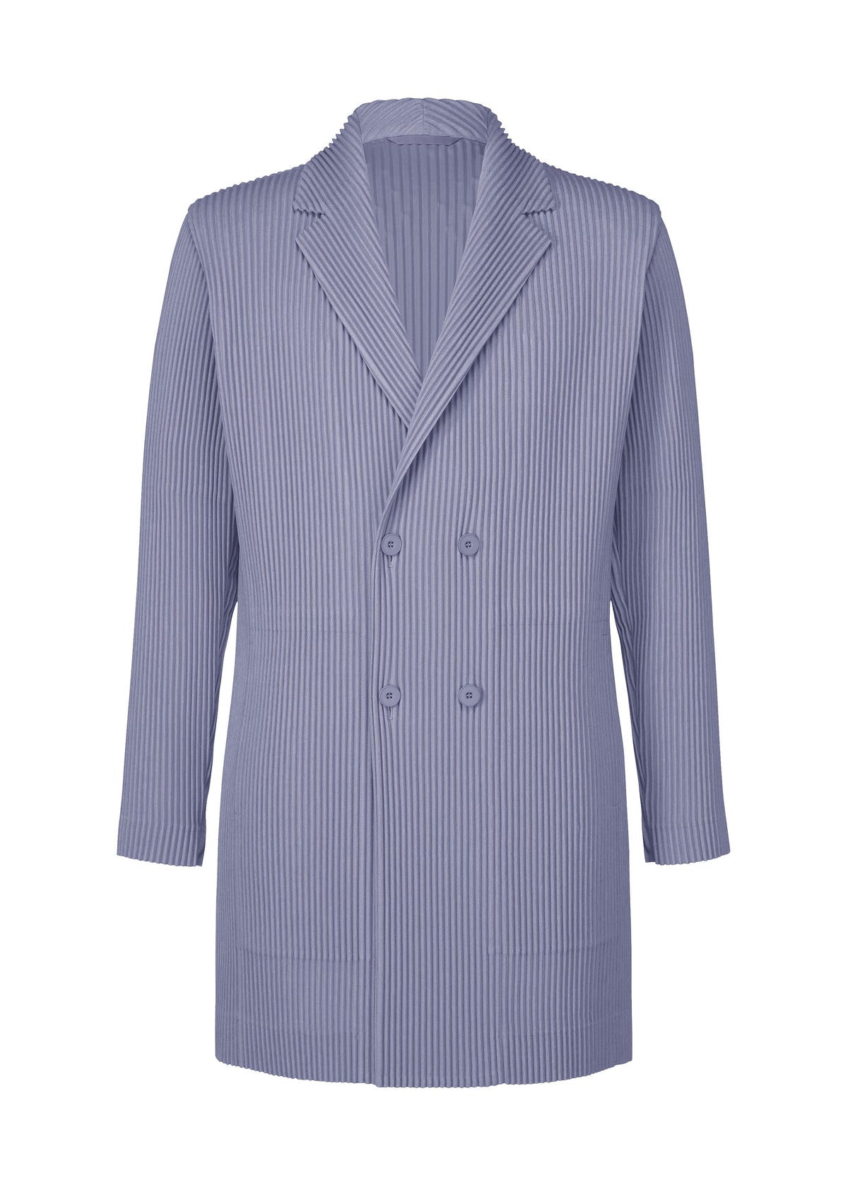 A product shot of the Homme Plisse Issey Miyake LINEN LIKE jacket in blue (72), recurring_style.