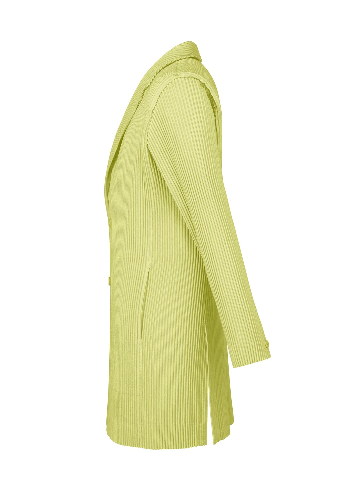 A detail shot of the Homme Plisse Issey Miyake LINEN LIKE jacket.