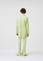 A model wears the Homme Plisse Issey Miyake LINEN LIKE pants.