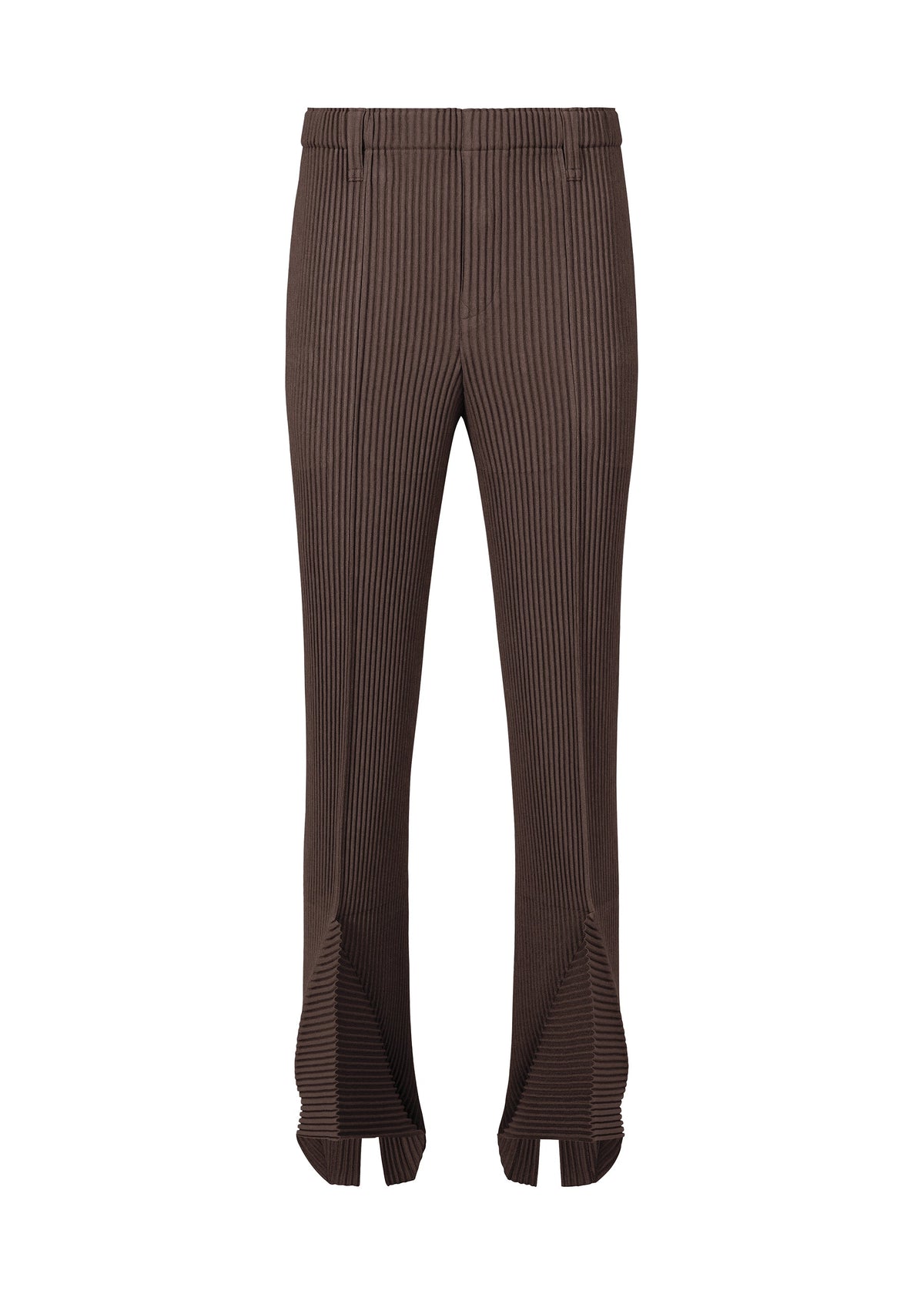 A product shot of the Homme Plisse Issey Miyake LINEN LIKE pants in brown (44), recurring_style.