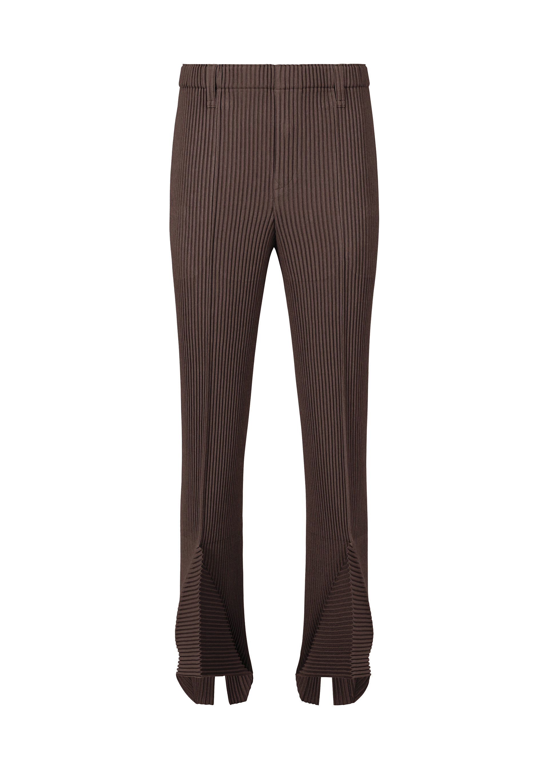 A product shot of the Homme Plisse Issey Miyake LINEN LIKE pants in brown (44), recurring_style.