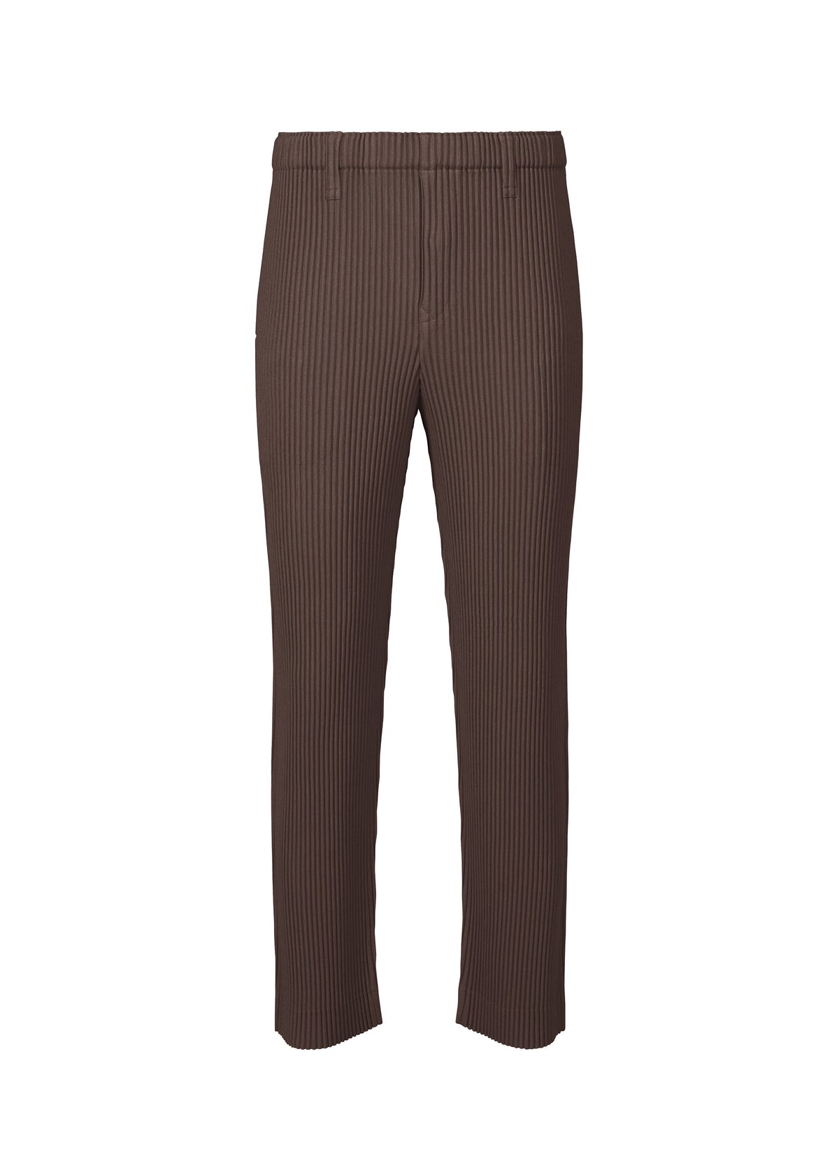 A product shot of the Homme Plisse Issey Miyake LINEN LIKE trousers in beige (44), recurring_style.