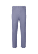 A product shot of the Homme Plisse Issey Miyake LINEN LIKE trousers in blue (72), recurring_style.