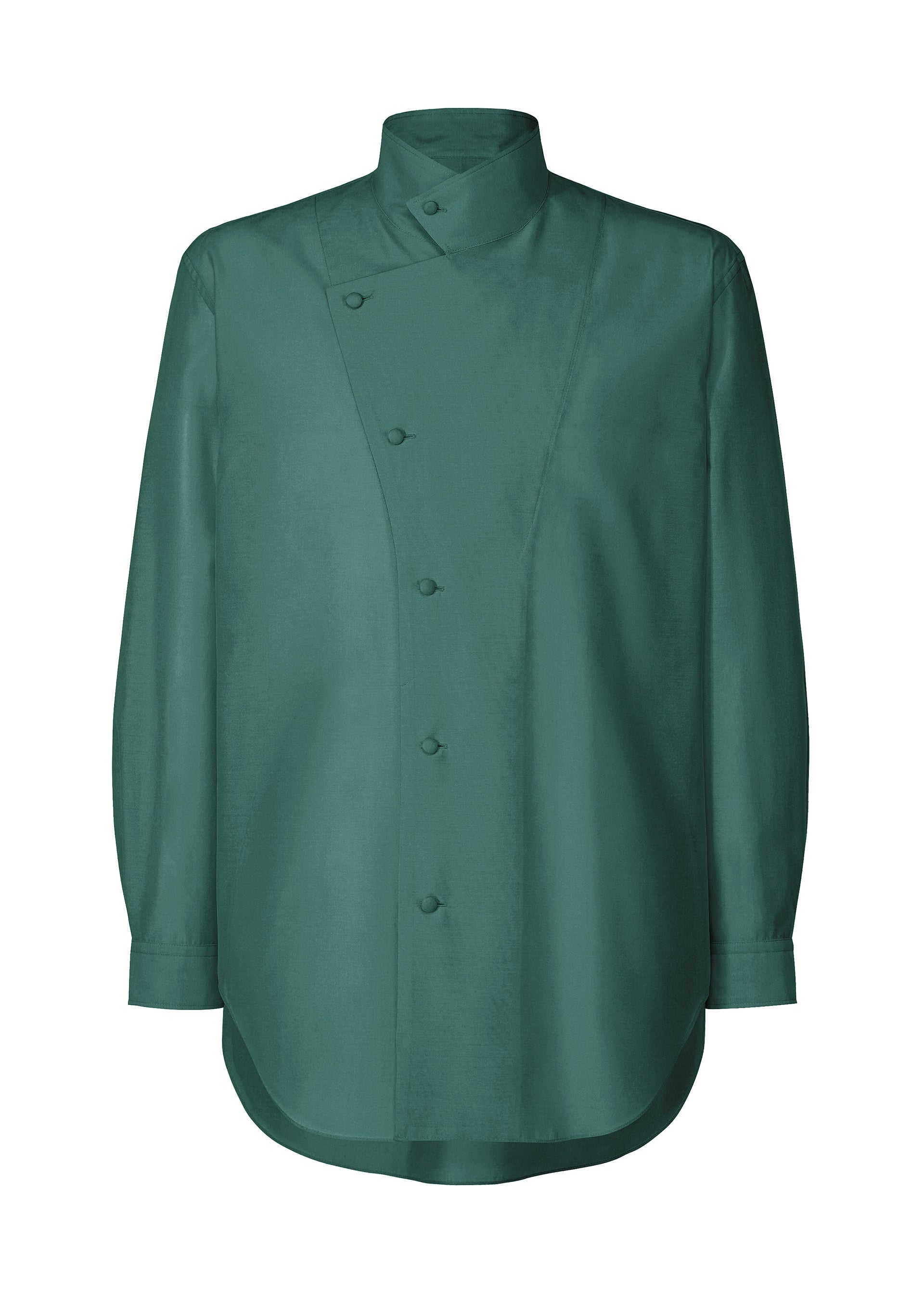 A product shot of the HOMME PLISSE ISSEY MIYAKE CRYSTALLINE WOOL BLEND prêt à porter in green (62).