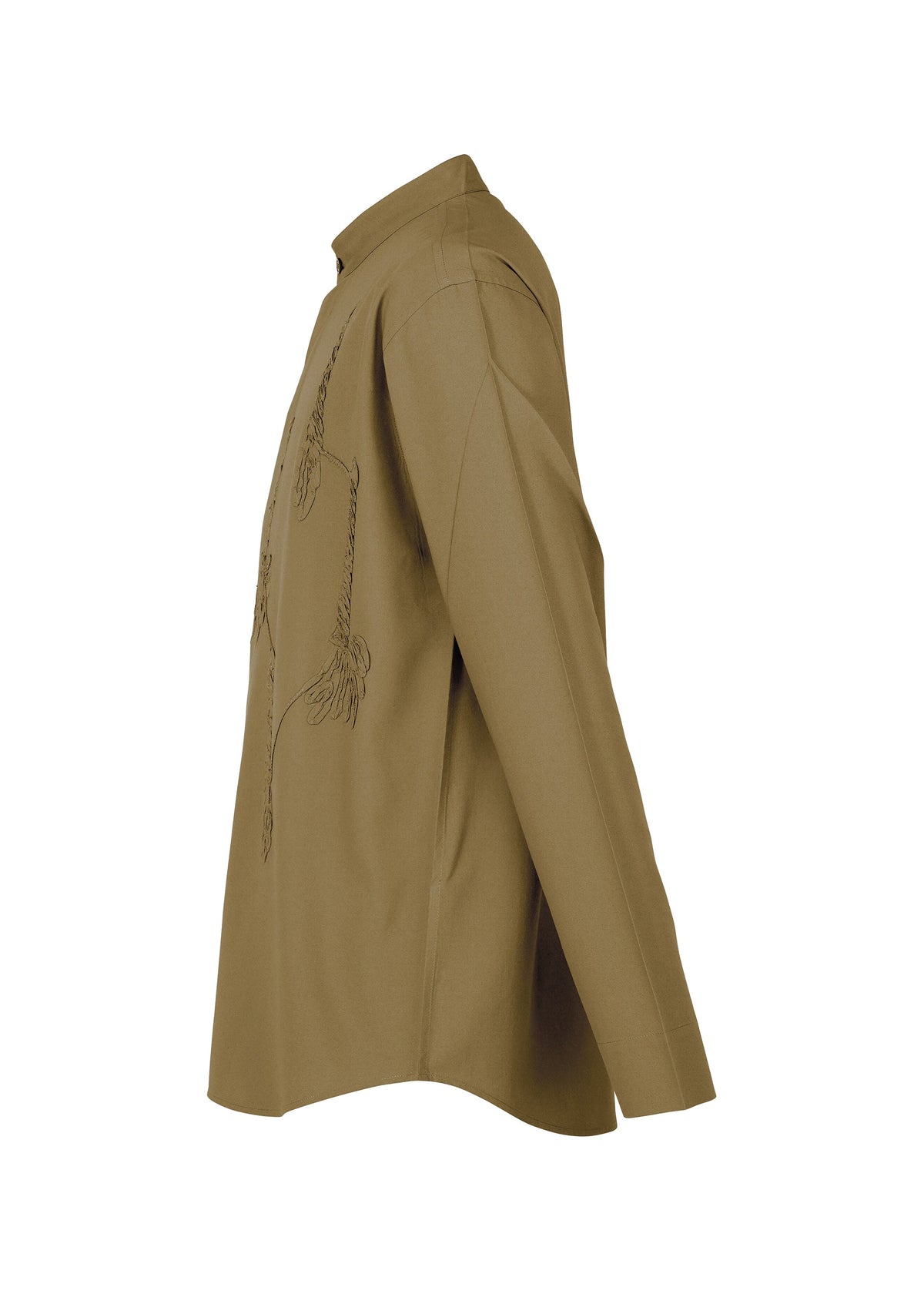 A detail shot of the Homme Plisse Issey Miyake EMBROIDERY PRESS SHIRT prêt à porter.