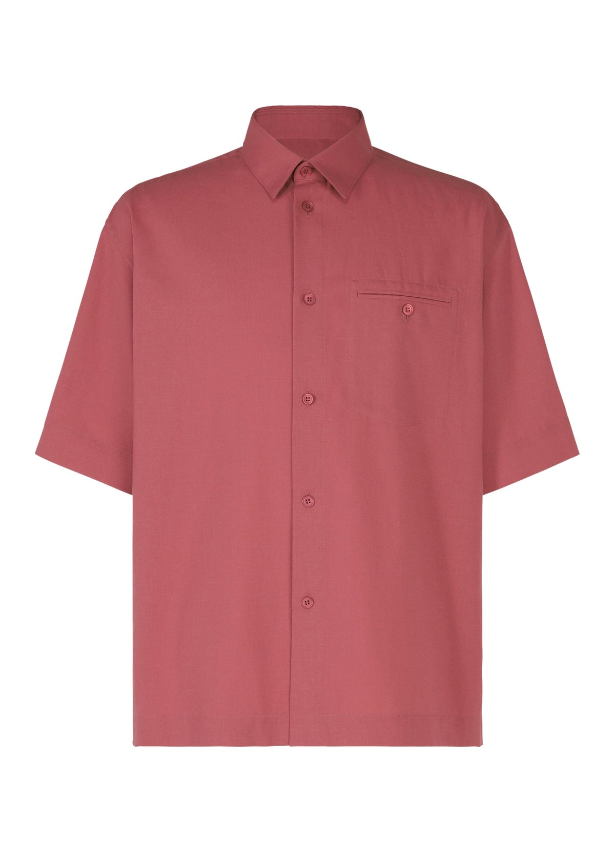 A product shot of the Homme Plisse Issey Miyake PL RAMIE SHIRT shirt in wine red (29), recurring_style.