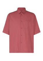 A product shot of the Homme Plisse Issey Miyake PL RAMIE SHIRT shirt in wine red (29), recurring_style.