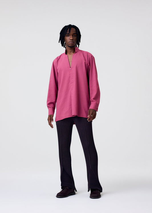 A model wears the Homme Plisse Issey Miyake PL RAMIE SHIRT shirt.