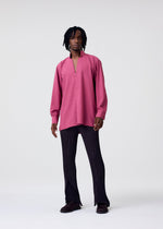A model wears the Homme Plisse Issey Miyake PL RAMIE SHIRT shirt.