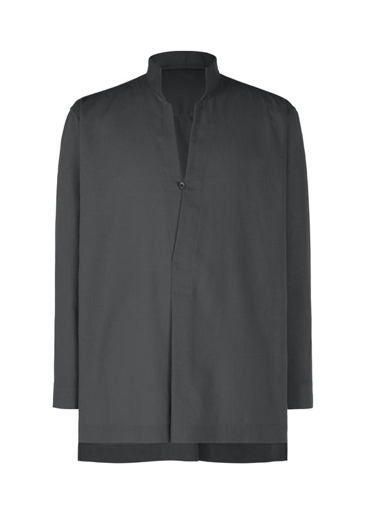 A product shot of the Homme Plisse Issey Miyake PL RAMIE SHIRT shirt in charcoal (14), recurring_style.
