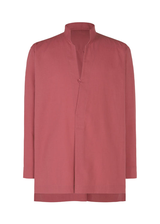 A product shot of the Homme Plisse Issey Miyake PL RAMIE SHIRT shirt in wine red (29), recurring_style.
