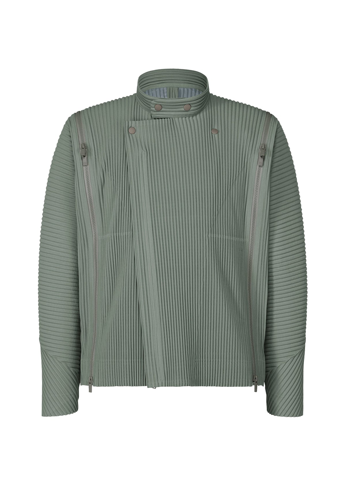 A product shot of the HOMME PLISSÉ ISSEY MIYAKE MULTI-FASTENED blouson in lucca storico blue.
