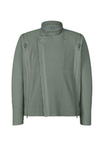A product shot of the HOMME PLISSÉ ISSEY MIYAKE MULTI-FASTENED blouson in lucca storico blue.