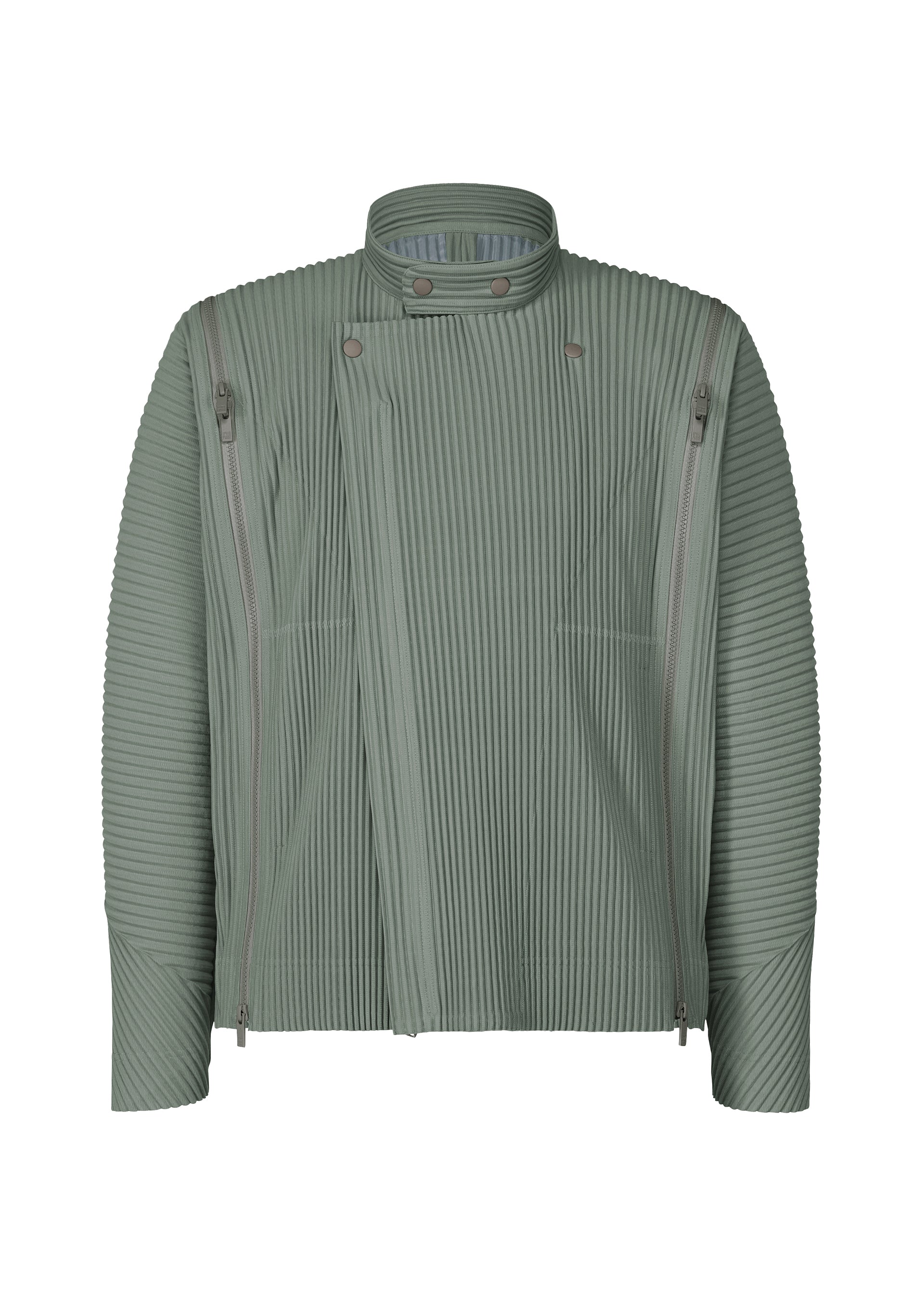 A product shot of the HOMME PLISSÉ ISSEY MIYAKE MULTI-FASTENED blouson in lucca storico blue.