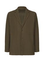 A product shot of the HOMME PLISSÉ ISSEY MIYAKE TAILORED PLEATS 3 jacket in genova metal ocher.