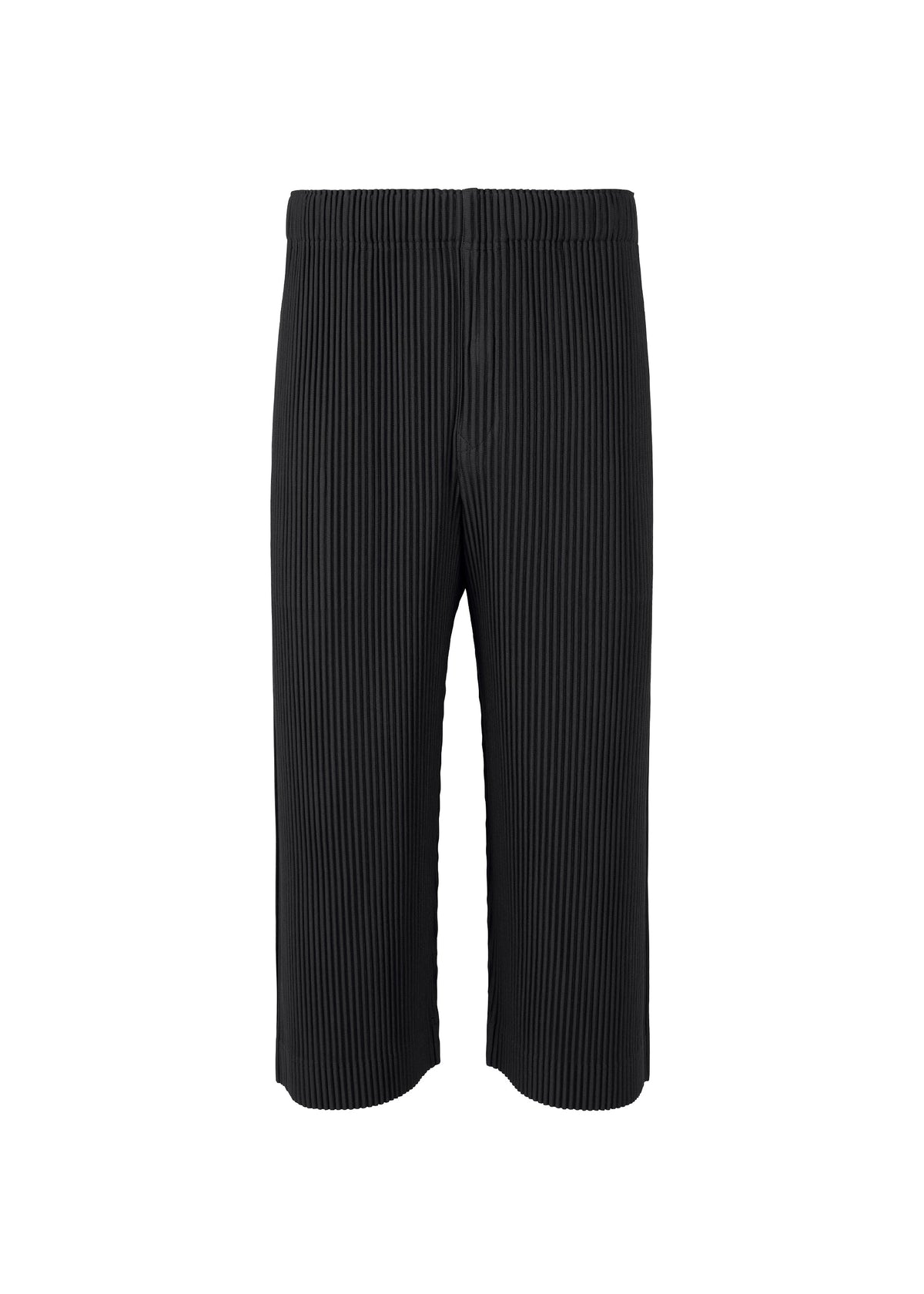 A product shot of the Homme Plisse Issey Miyake MONTHLY COLORS MAY trousers in black (15), recurring_style.