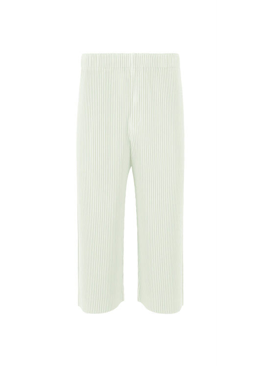 A product shot of the Homme Plisse Issey Miyake MONTHLY COLORS MAY trousers in duomo green (60), recurring_style.