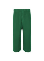 A product shot of the Homme Plisse Issey Miyake MONTHLY COLORS MAY trousers in pf fence green (67), recurring_style.