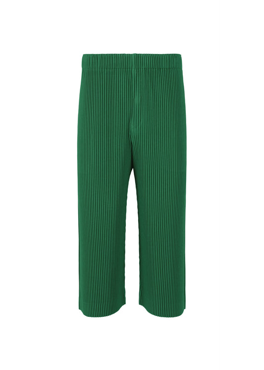 A product shot of the Homme Plisse Issey Miyake MONTHLY COLORS MAY trousers in pf fence green (67), recurring_style.