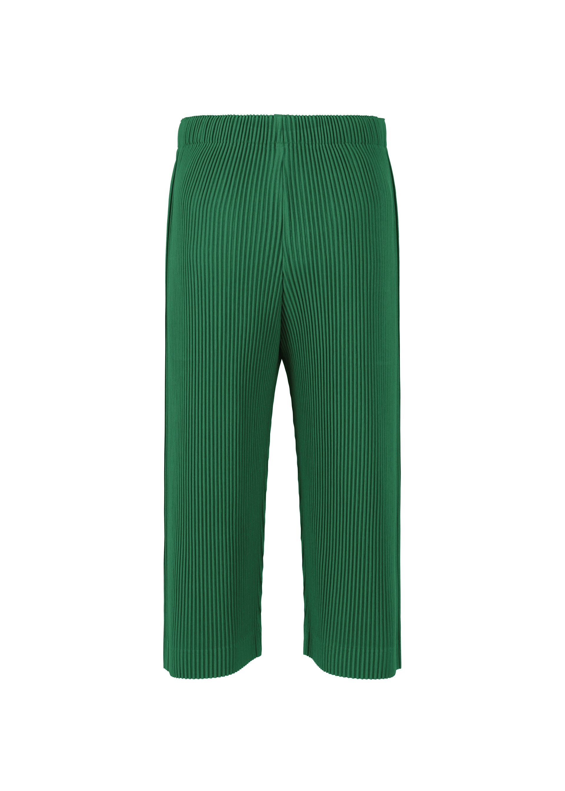 A detail shot of the Homme Plisse Issey Miyake MONTHLY COLORS MAY trousers.