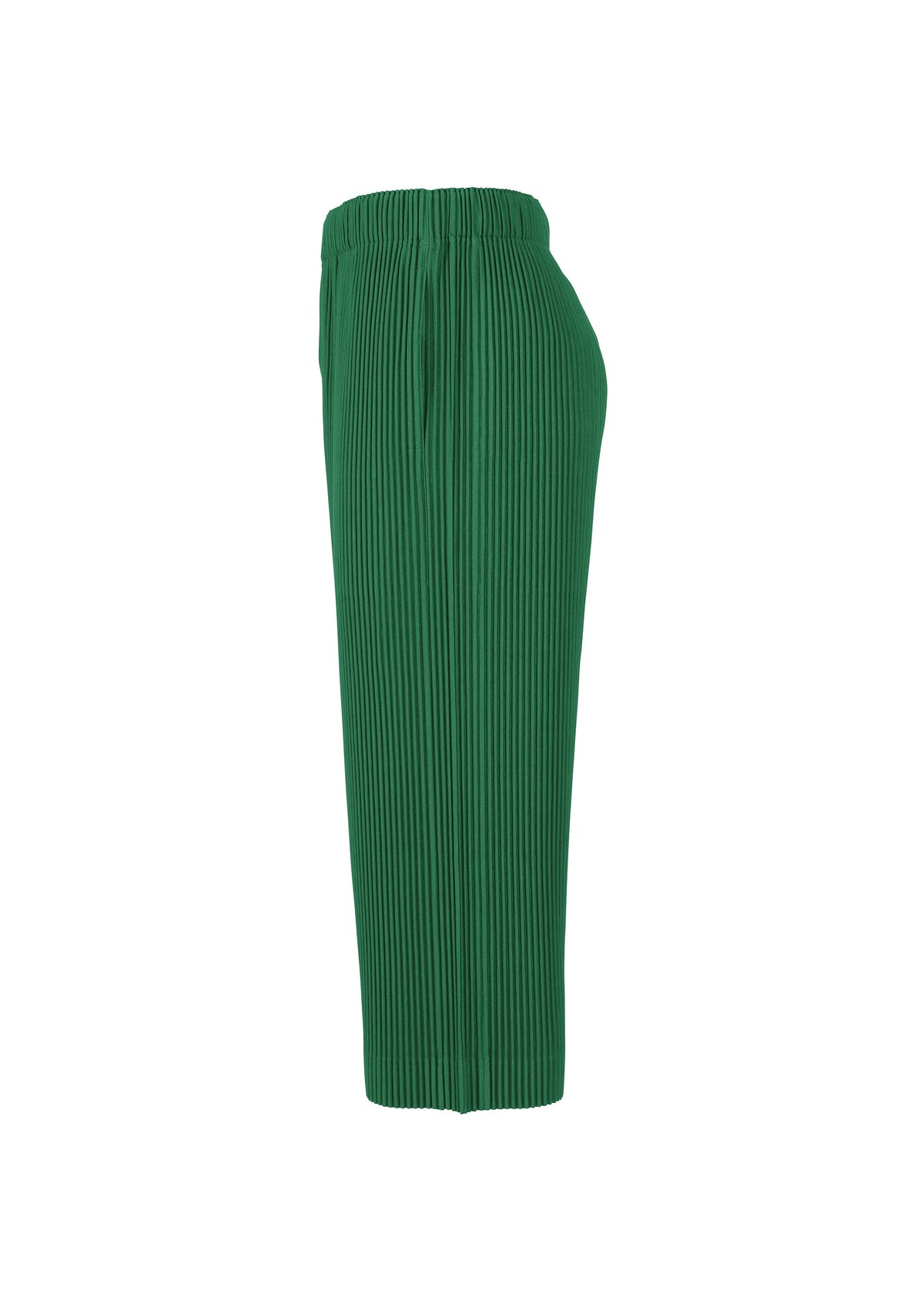 A detail shot of the Homme Plisse Issey Miyake MONTHLY COLORS MAY trousers.