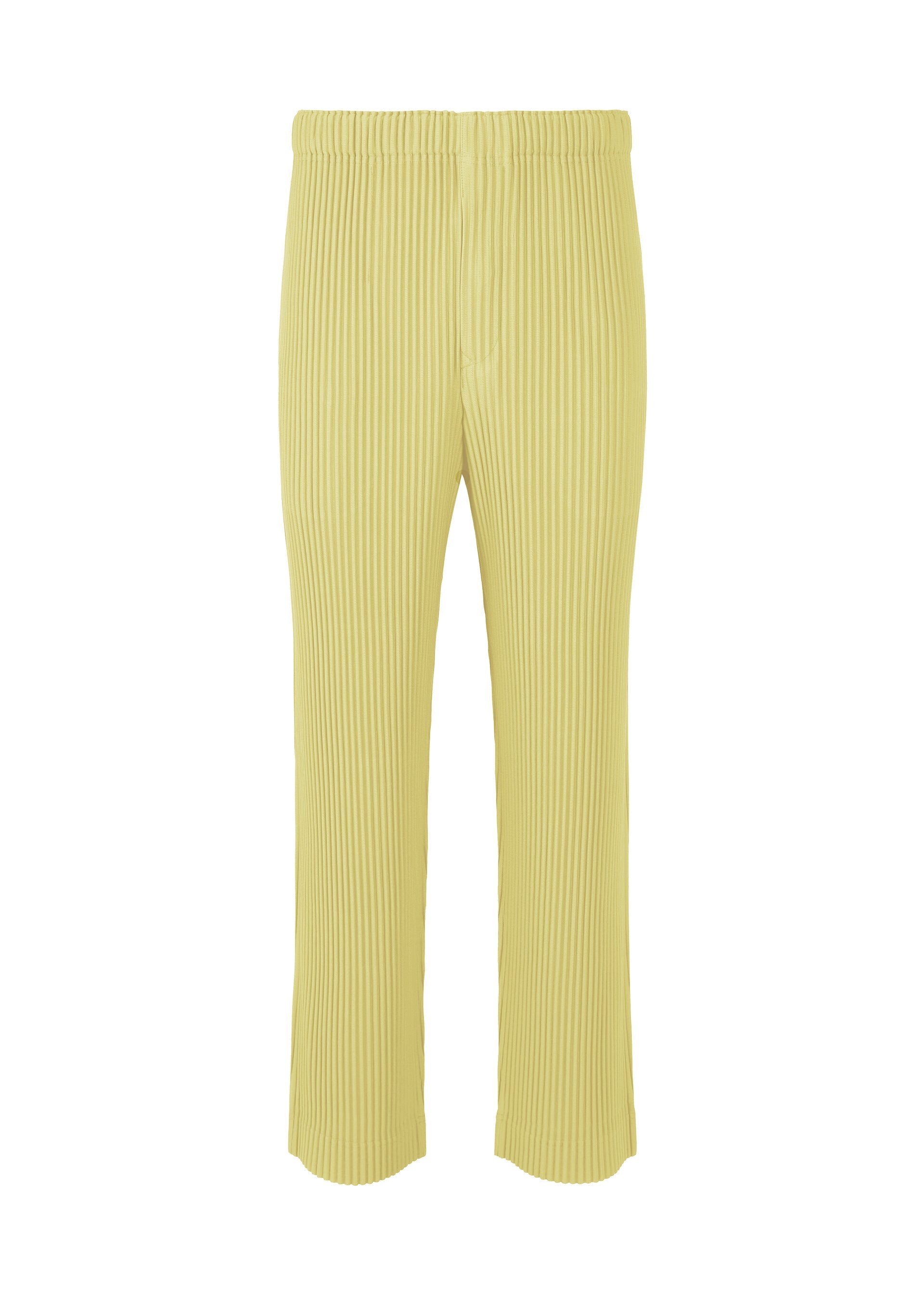A product shot of the Homme Plisse Issey Miyake COLOR PLEATS 2 trousers in agave cream green (64), recurring_style.