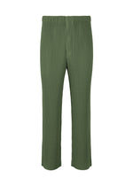 A product shot of the Homme Plisse Issey Miyake COLOR PLEATS 2 trousers in duomo door green (69), recurring_style.