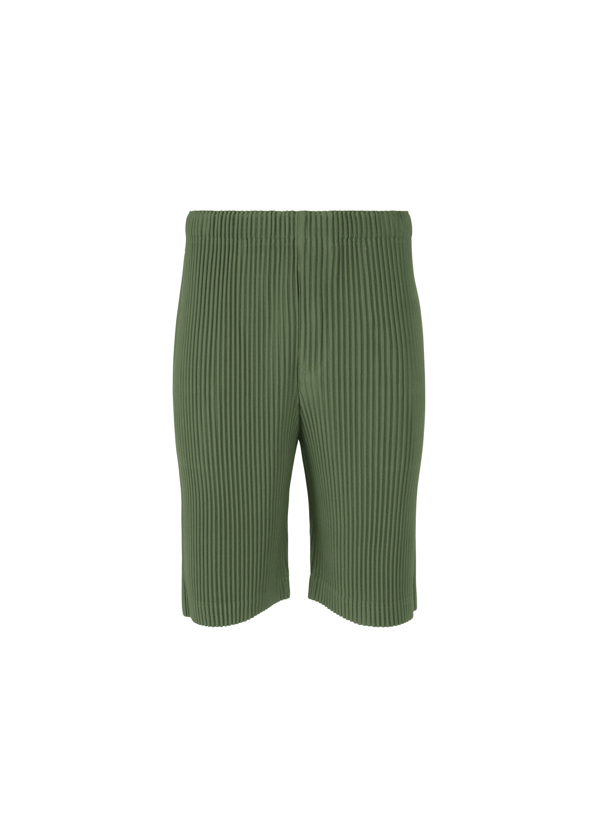 A product shot of the Homme Plisse Issey Miyake COLOR PLEATS 2 trousers in duomo door green (69), recurring_style.