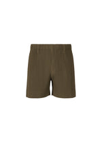 A product shot of the HOMME PLISSÉ ISSEY MIYAKE TAILORED PLEATS 3 trousers in genova metal ocher.