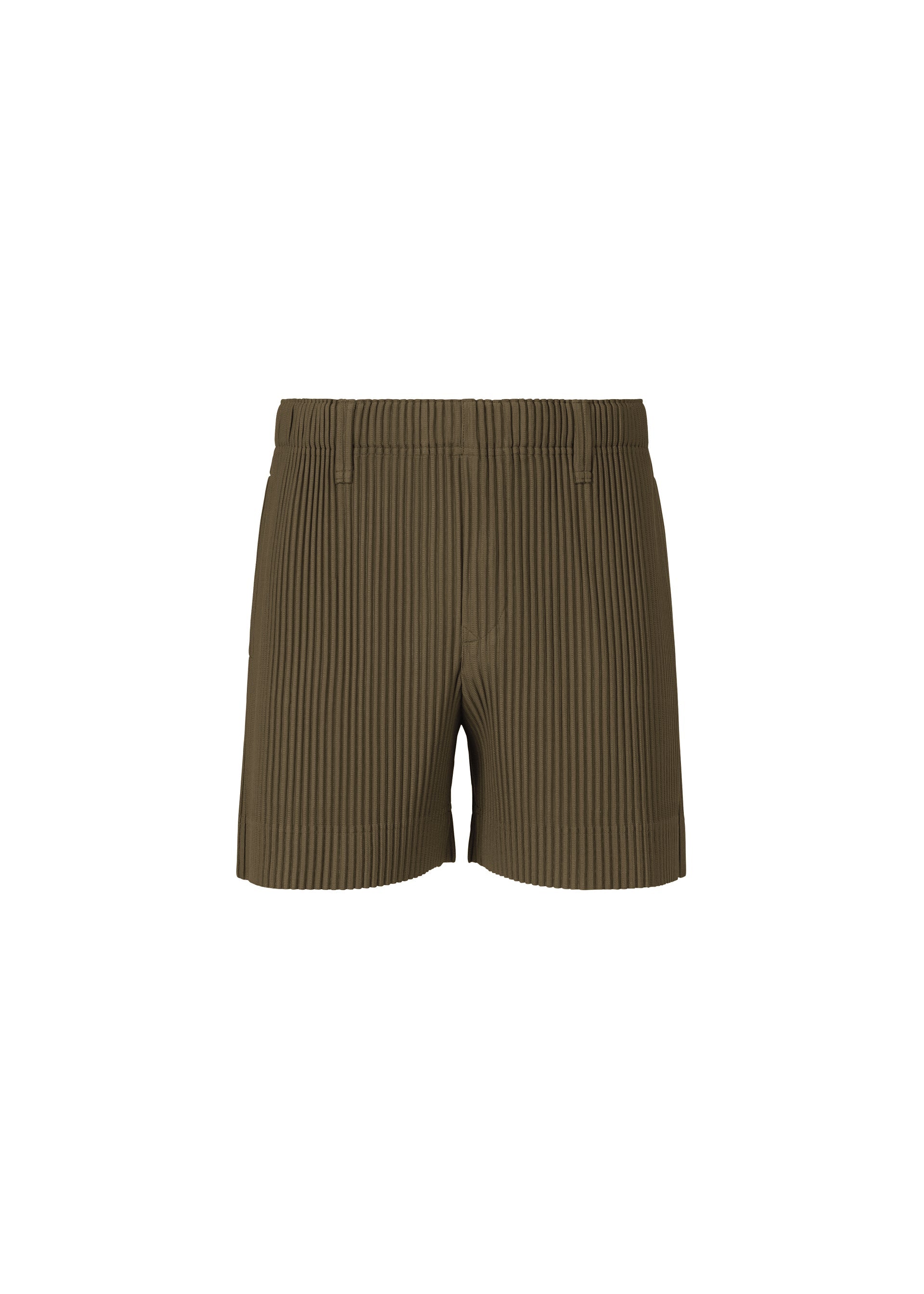 A product shot of the HOMME PLISSÉ ISSEY MIYAKE TAILORED PLEATS 3 trousers in genova metal ocher.