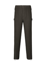 A product shot of the HOMME PLISSÉ ISSEY MIYAKE MULTI-FASTENED trousers in pizza scorch brown.