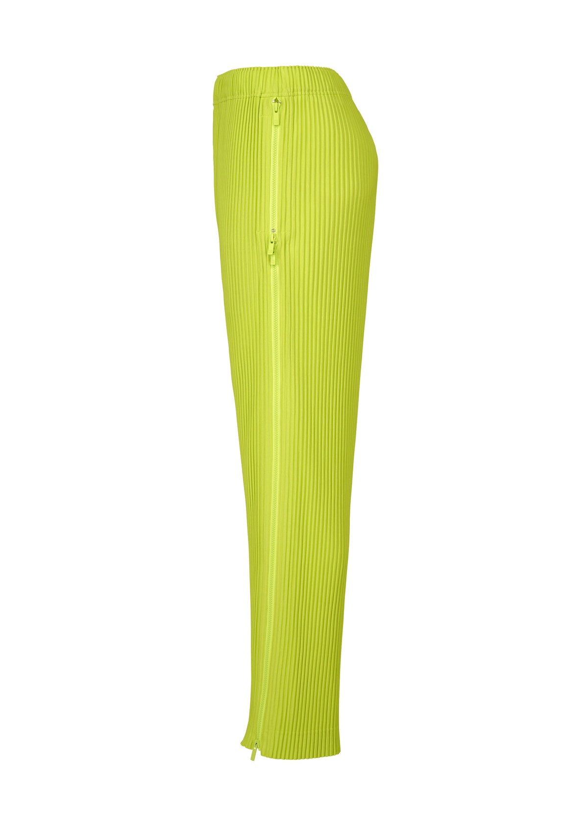 A detail shot of the HOMME PLISSÉ ISSEY MIYAKE MULTI-FASTENED trousers.