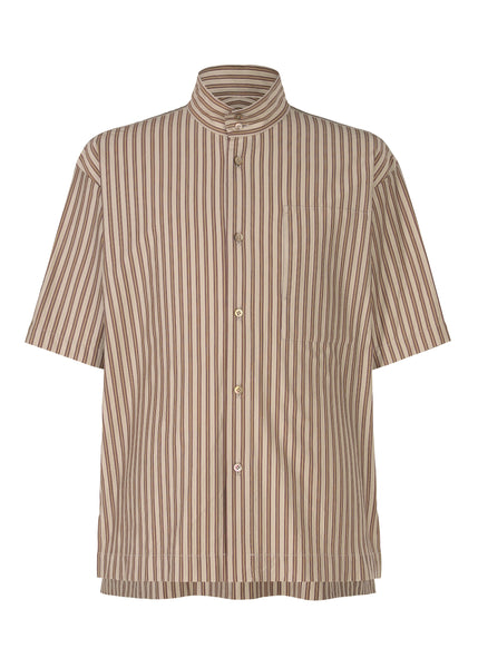 issey miyake Yoke Stripe Shirt ウエスタン切替 STRIPE JERSEY Shirt Brown – ISSEY MIYAKE EU