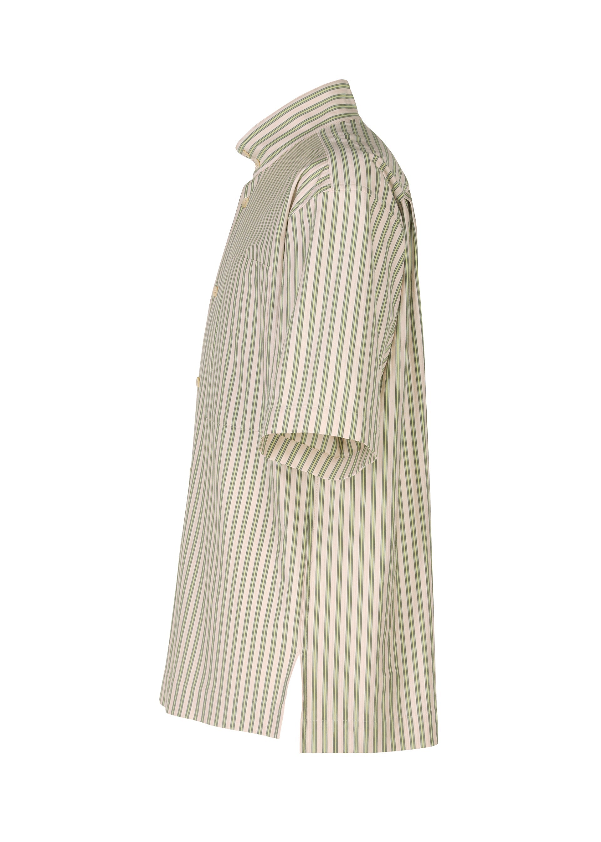 A detail shot of the Homme Plisse Issey Miyake STRIPE JERSEY shirt.