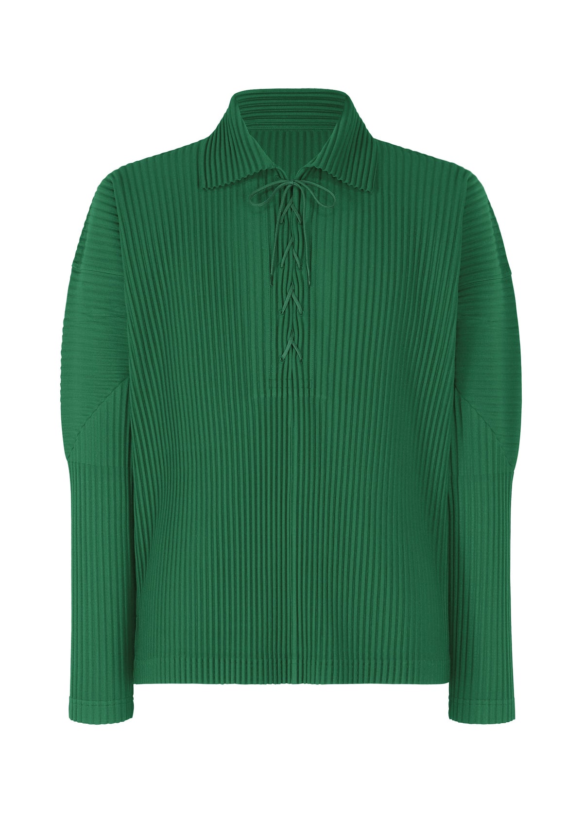 A product shot of the Homme Plisse Issey Miyake MONTHLY COLORS MAY shirt in pf fence green (67), recurring_style.