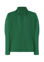 A product shot of the Homme Plisse Issey Miyake MONTHLY COLORS MAY shirt in pf fence green (67), recurring_style.