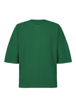 A product shot of the Homme Plisse Issey Miyake MONTHLY COLORS MAY t-shirt in pf fence green (67), recurring_style.