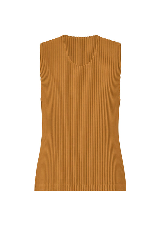 A product shot of the HOMME PLISSÉ ISSEY MIYAKE MONTHLY COLORS : JUNE t-shirt in venice boat brown.