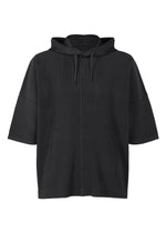 A product shot of the HOMME PLISSÉ ISSEY MIYAKE MONTHLY COLORS : JUNE t-shirt in black.
