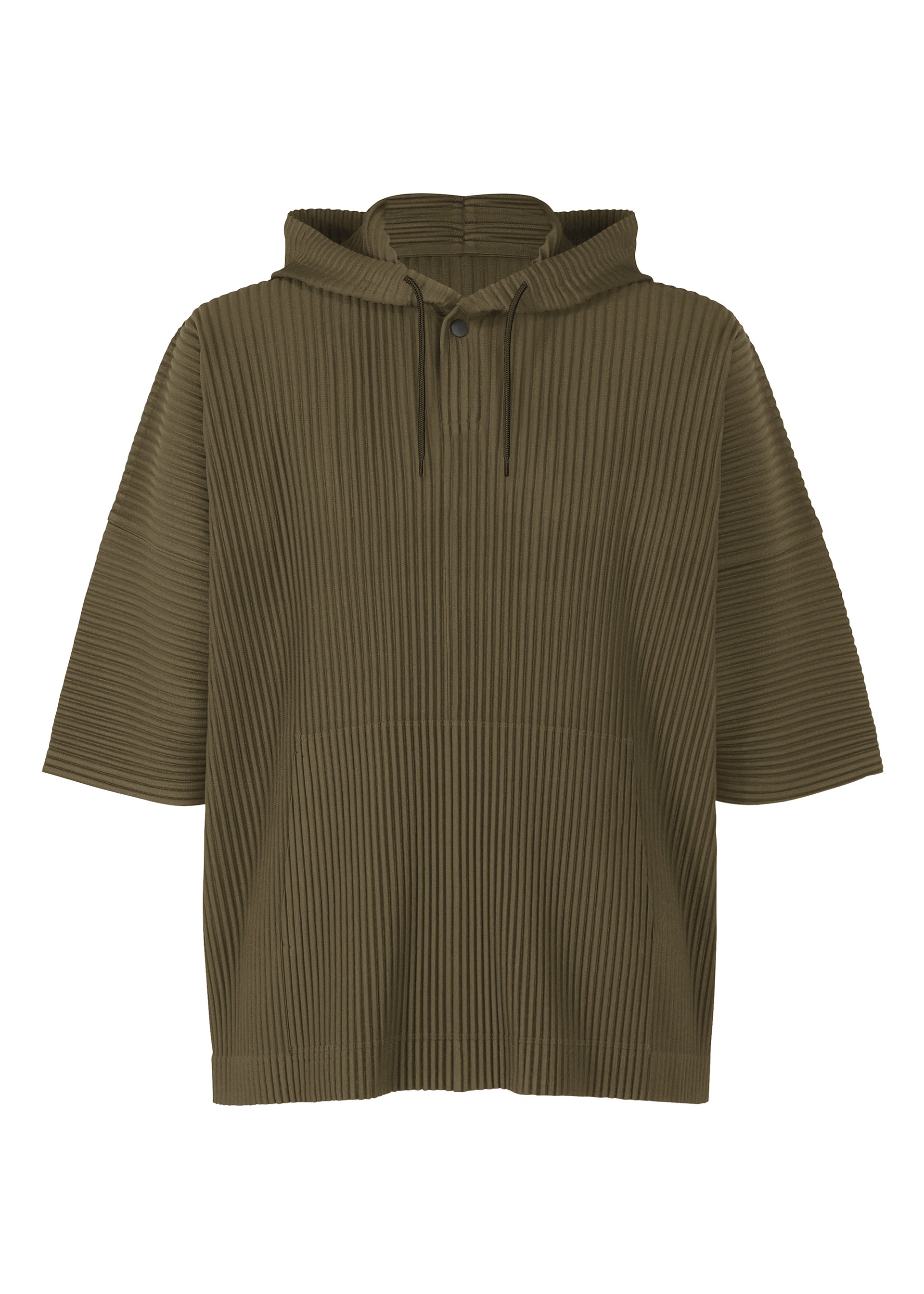 A product shot of the HOMME PLISSÉ ISSEY MIYAKE MONTHLY COLORS : JUNE t-shirt in genova metal ocher.