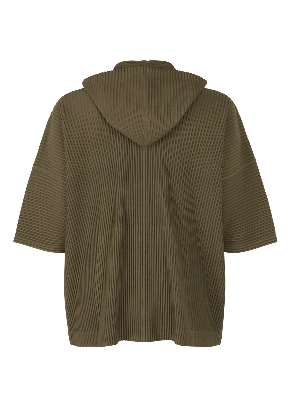 A detail shot of the HOMME PLISSÉ ISSEY MIYAKE MONTHLY COLORS : JUNE t-shirt.