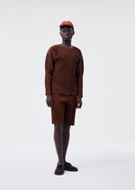 A model wears the Homme Plisse Issey Miyake COLOR PLEATS 2 top.