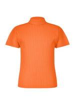 A product shot of the HOMME PLISSÉ ISSEY MIYAKE AGAVE MESH t-shirt in orange.