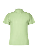 A product shot of the HOMME PLISSÉ ISSEY MIYAKE AGAVE MESH t-shirt in green.