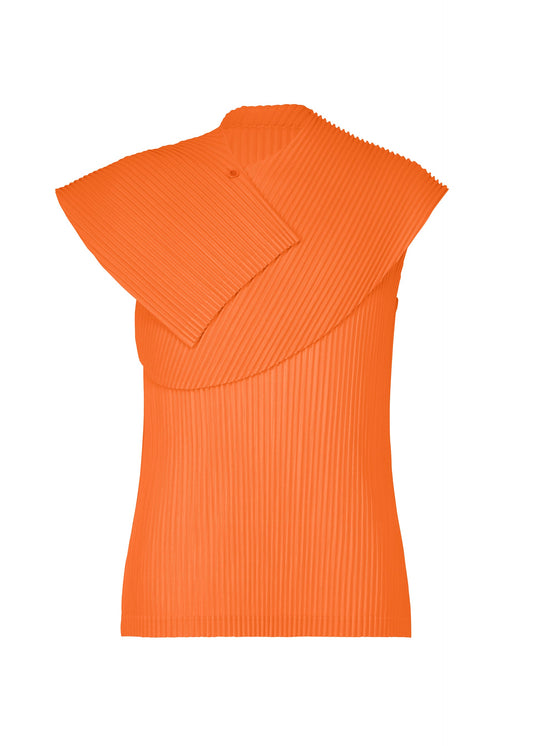 A product shot of the HOMME PLISSÉ ISSEY MIYAKE AGAVE MESH t-shirt in orange.