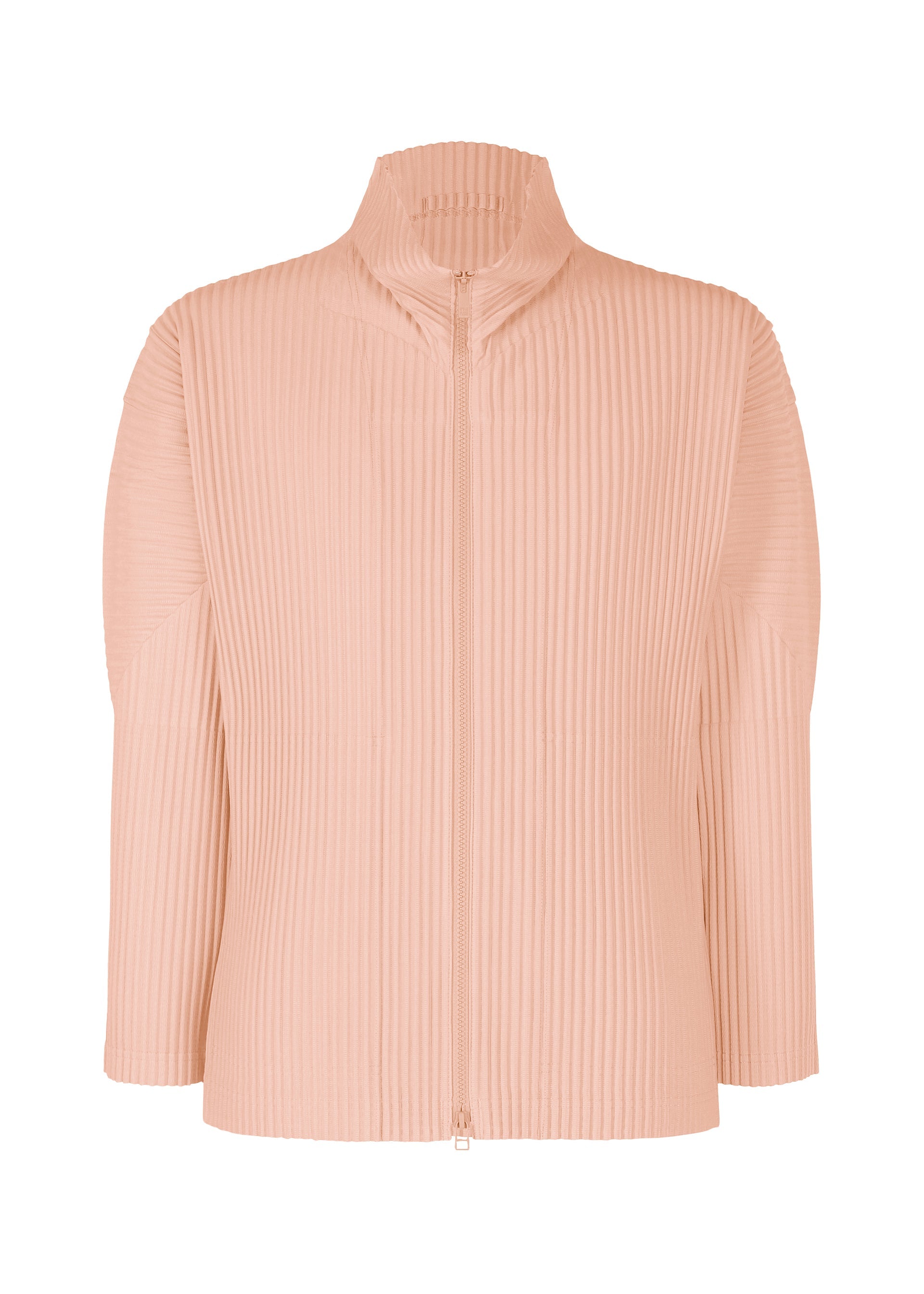 A product shot of the Homme Plisse Issey Miyake COLOR PLEATS 2 jacket in natural wine red (25), recurring_style.