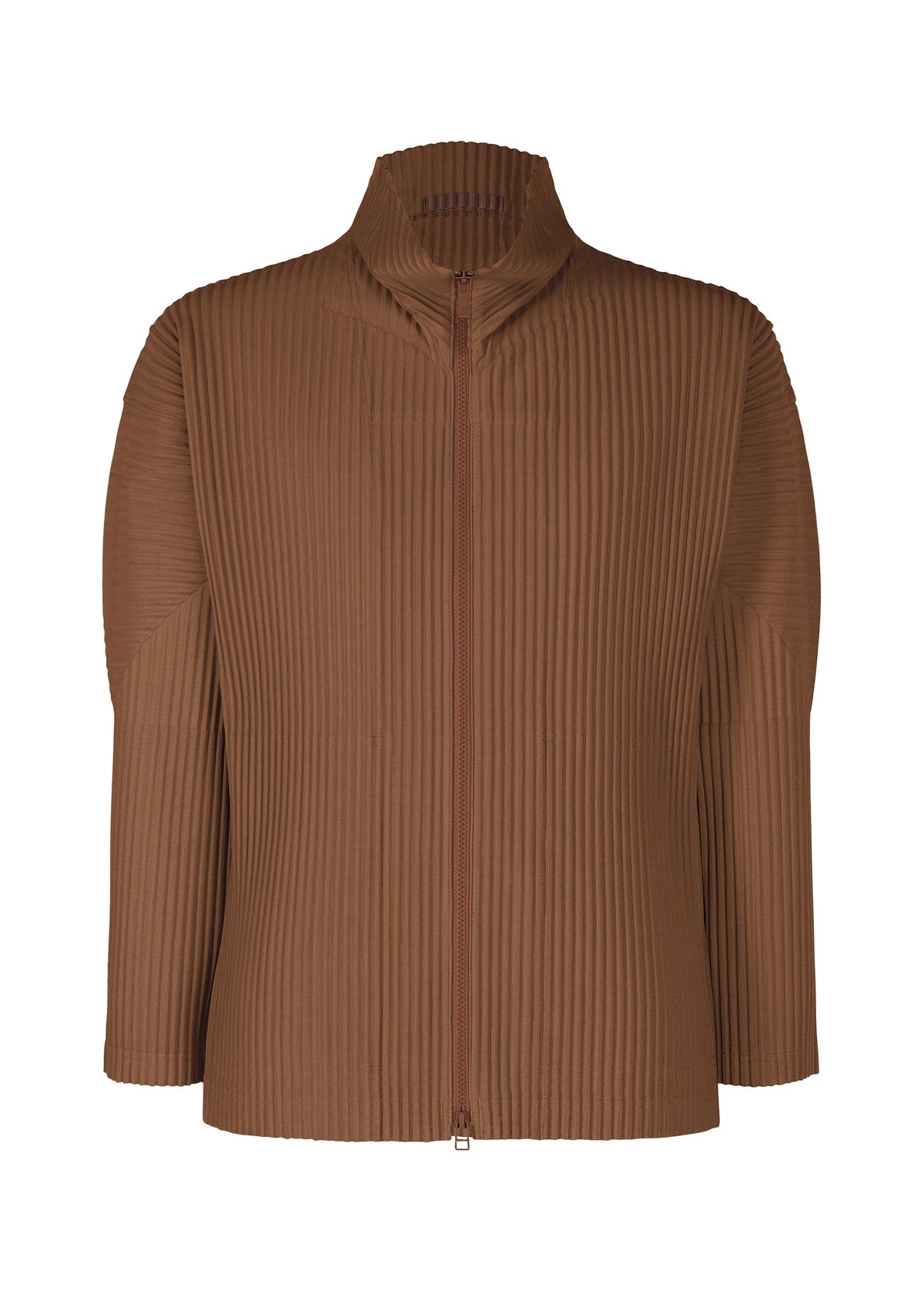 A product shot of the Homme Plisse Issey Miyake COLOR PLEATS 2 blouson in brown (48), recurring_style.