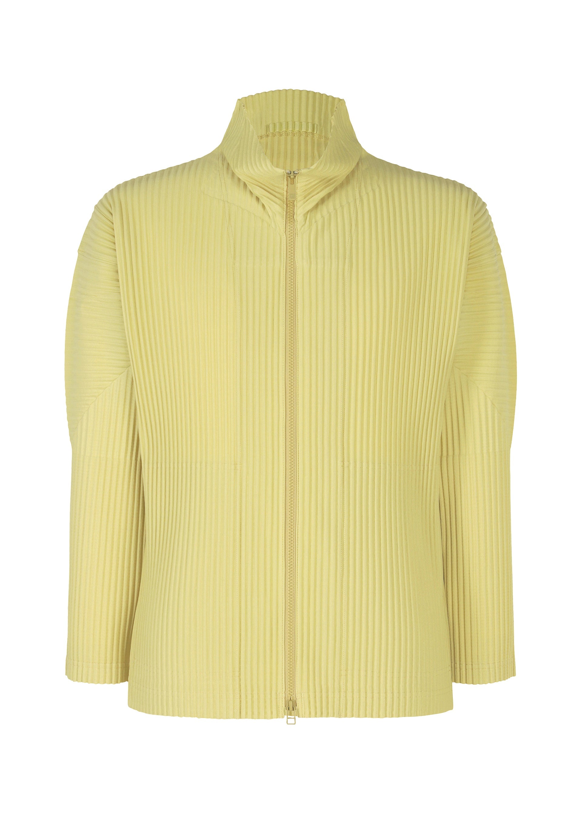 A product shot of the Homme Plisse Issey Miyake COLOR PLEATS 2 jacket in agave cream green (64), recurring_style.